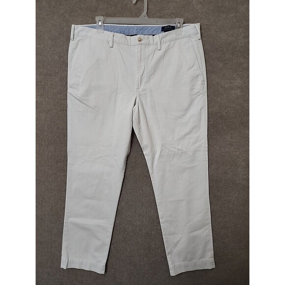 Polo Ralph Lauren Stretch Slim Fit Chino Pants Men 40x30 White Cotton Twill Pony